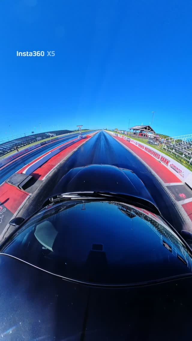 Hood-cam view from Grandpa heading down the drag strip